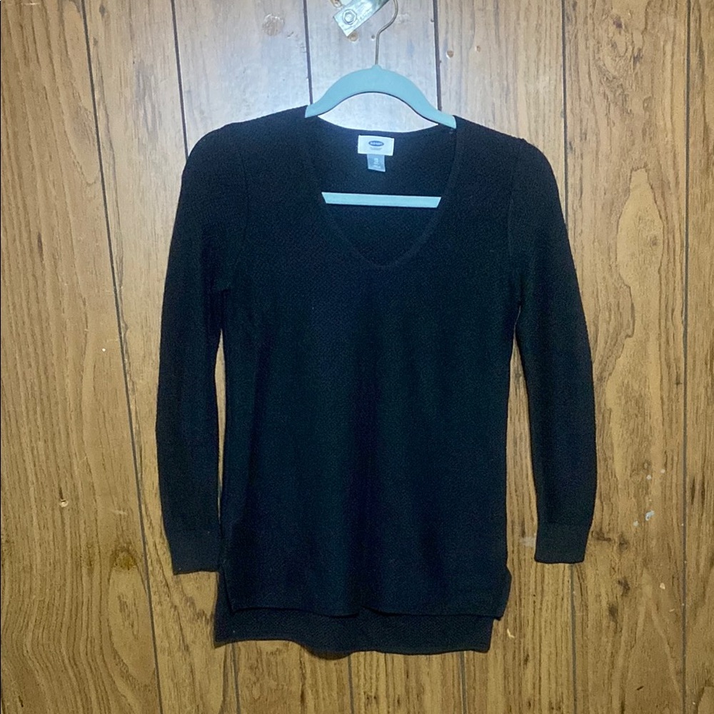Old Navy Black Knit V-Neck Sweater